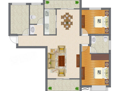 2室2厅 120.23平米户型图