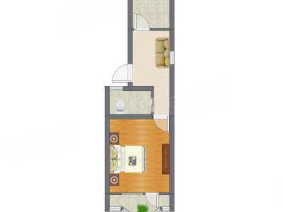 1室1厅 44.15平米户型图