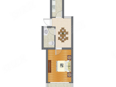 1室1厅 47.54平米户型图