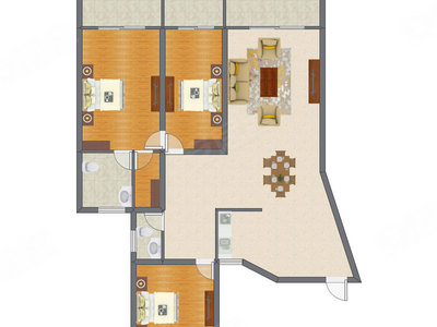 3室2厅 135.59平米