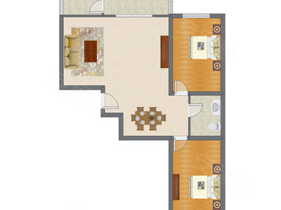 2室2厅 136.89平米户型图