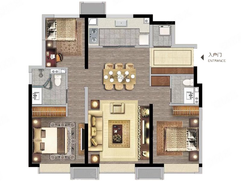 万科西华府3室2厅2卫109㎡南198万