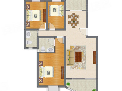 3室2厅 109.45平米户型图