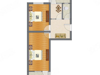 2室2厅 62.37平米户型图