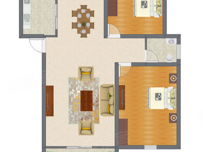 2室2厅 80.91平米户型图