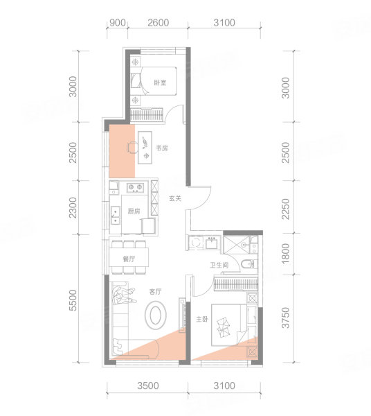 汇置公园City3室2厅1卫76㎡南北45万