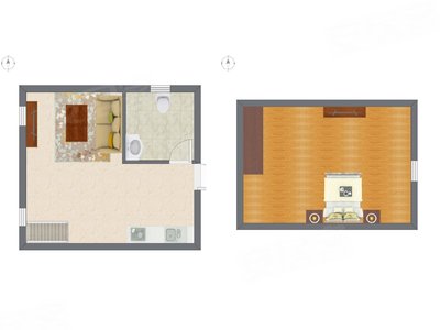 1室1厅 31.35平米户型图