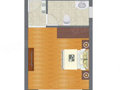 1室1厅 24.50平米户型图