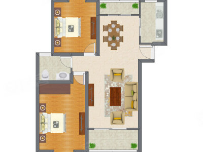 2室2厅 80.57平米