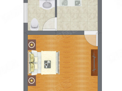 1室0厅 27.60平米户型图