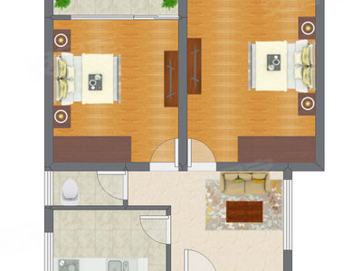 2室1厅 69.00平米