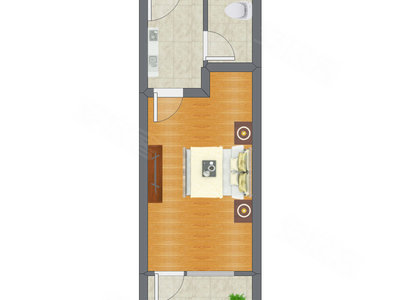 1室1厅 30.77平米户型图