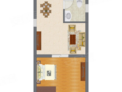 1室1厅 31.66平米户型图
