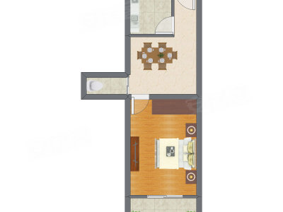 1室1厅 39.00平米户型图