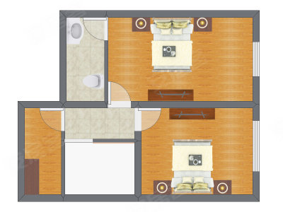 2室1厅 58.70平米