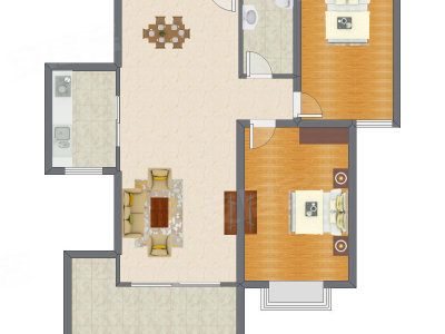2室2厅 107.35平米户型图