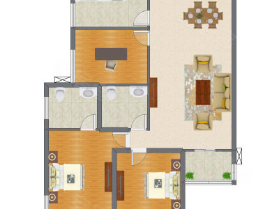 3室2厅 130.64平米