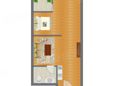 1室0厅 55.90平米户型图