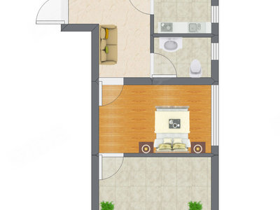 1室1厅 49.00平米户型图