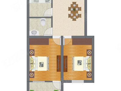 2室1厅 46.99平米