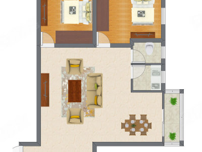 2室2厅 102.78平米户型图