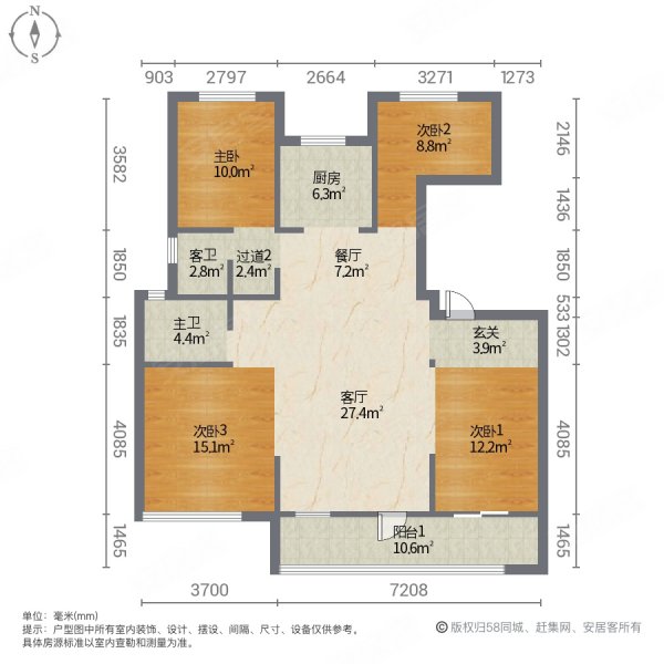 保利明玥春江4室2厅2卫128㎡南北146万