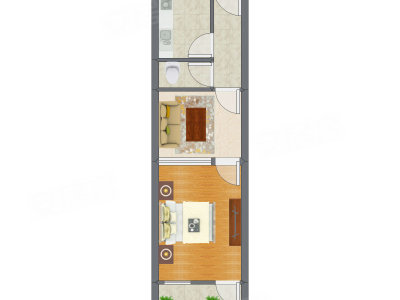 1室1厅 41.65平米户型图