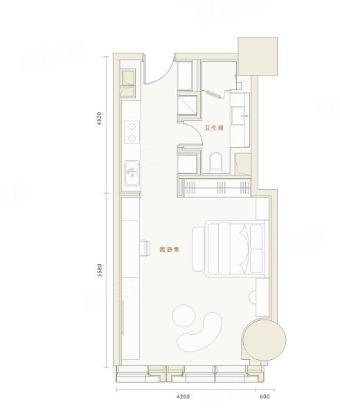 金桐拾贰(新房)1室1厅1卫60㎡南北822万