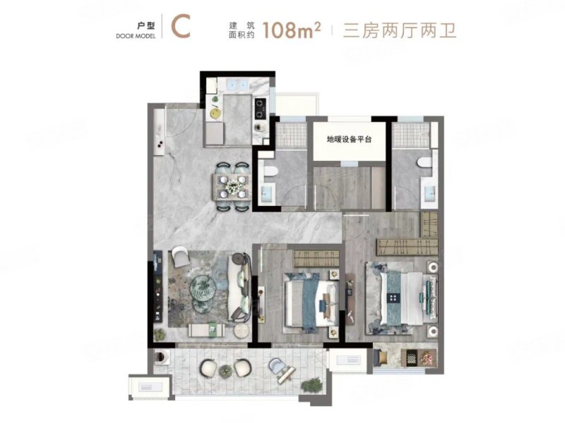 金茂·丹阳国际社区3室2厅2卫108㎡南99万