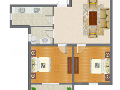 2室1厅 59.40平米
