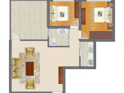 2室2厅 62.50平米