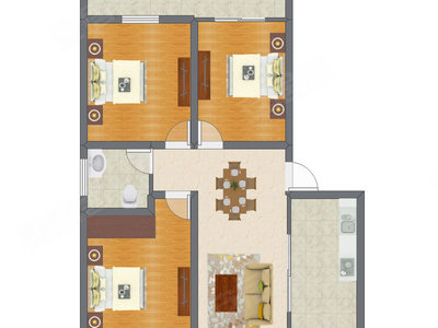 3室2厅 140.20平米户型图