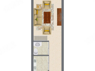 2室1厅 25.45平米户型图
