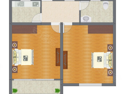 2室1厅 71.76平米