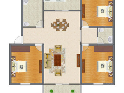 3室2厅 114.81平米