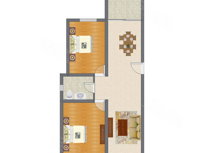 2室2厅 103.15平米户型图