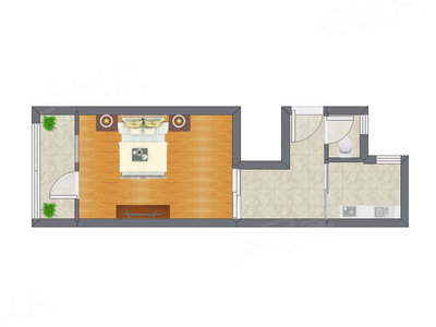 1室0厅 39.85平米户型图