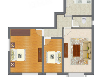 2室1厅 88.47平米户型图