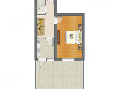 1室1厅 38.70平米