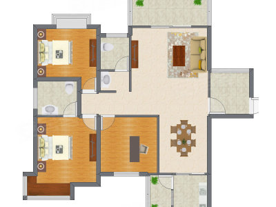 3室2厅 96.53平米