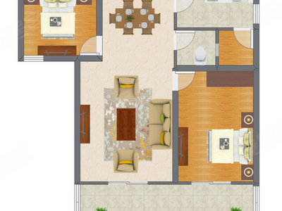 2室2厅 98.75平米户型图