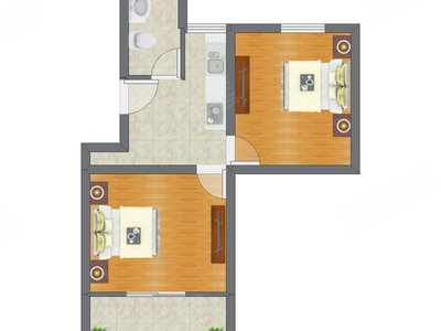 2室0厅 39.55平米户型图