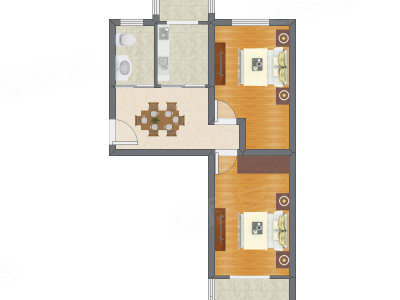 2室1厅 45.53平米