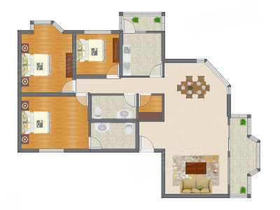 3室2厅 142.79平米户型图