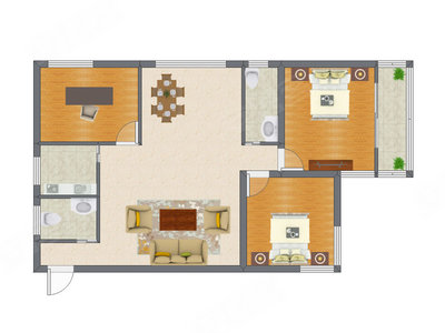 3室2厅 124.02平米户型图