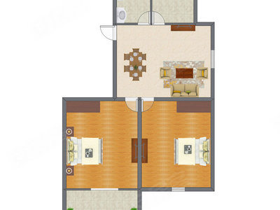 2室1厅 98.76平米