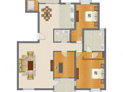 3室2厅 169.00平米户型图