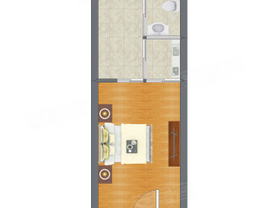 1室0厅 33.76平米户型图