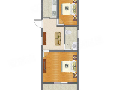 2室1厅 52.00平米