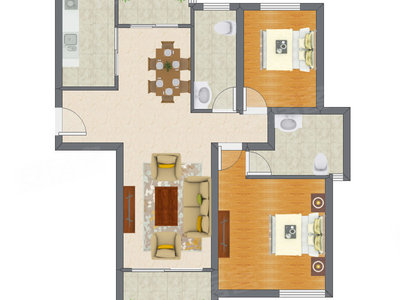 2室2厅 121.95平米户型图